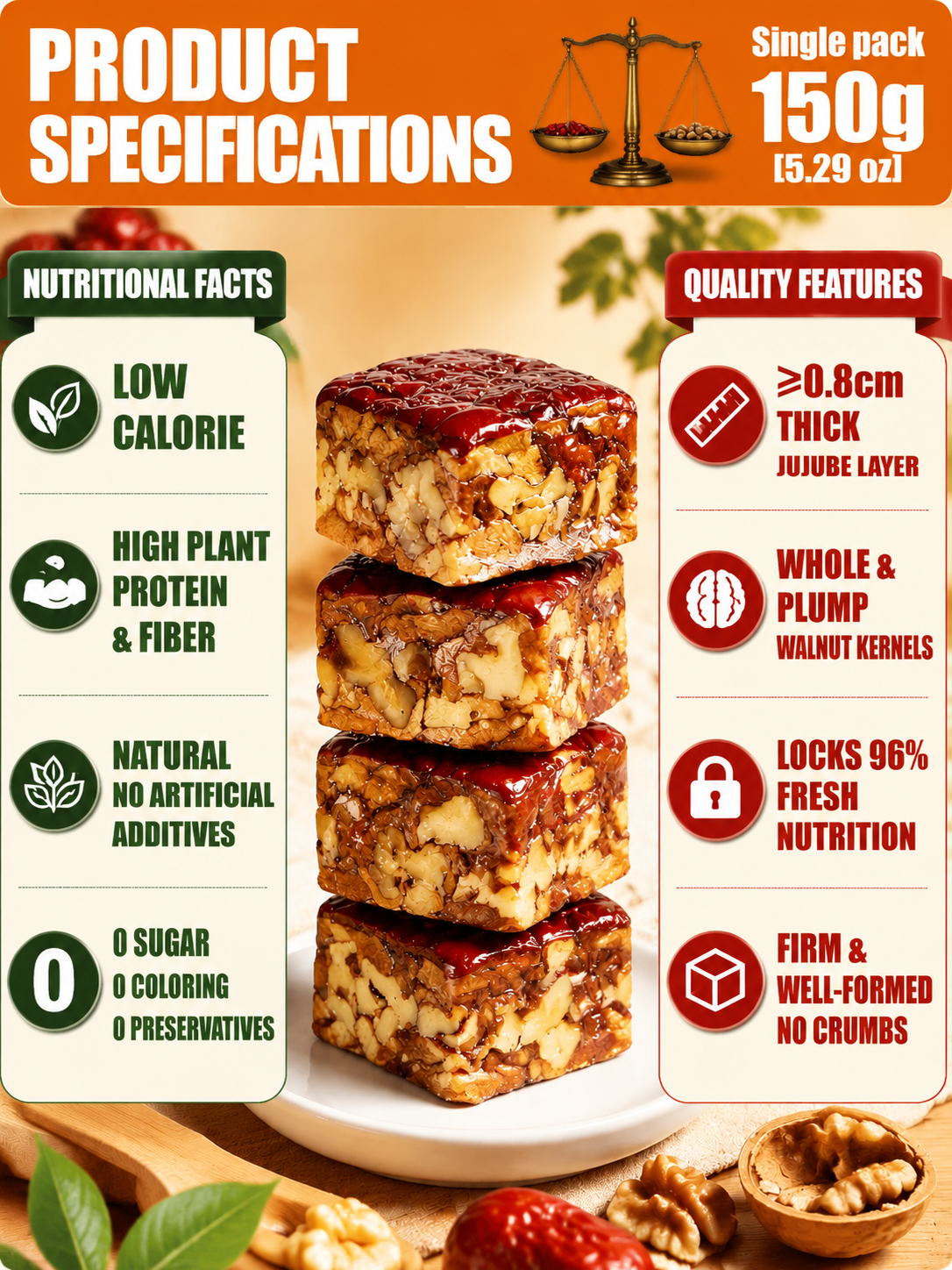🍿Premium Jujube Walnut Snack Bars
